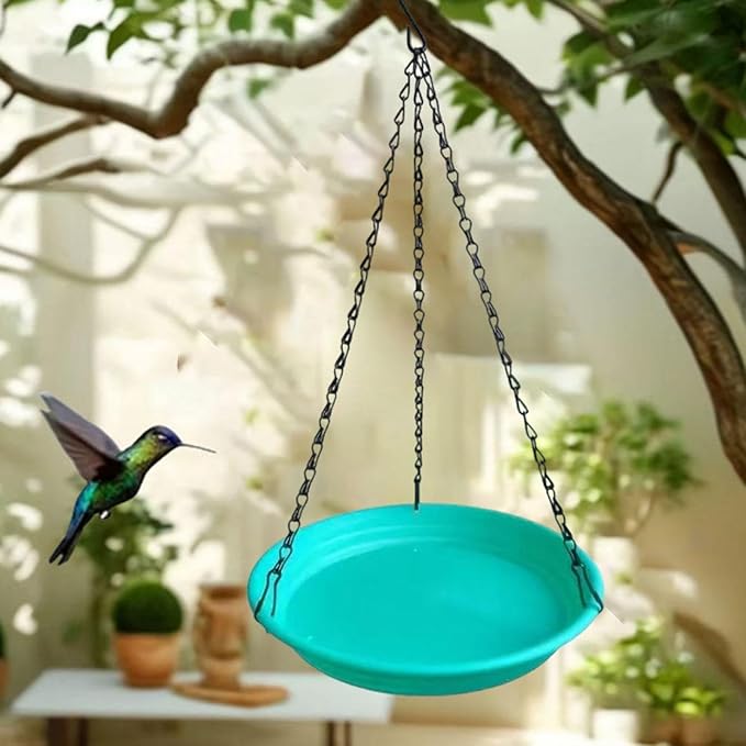 Hanging Bird Feeder and Waterer Tray Bird Food Tray Outdoor Birdbath Hanging Backyard Birdbath for Garden Balcony Trees Lawn, Green