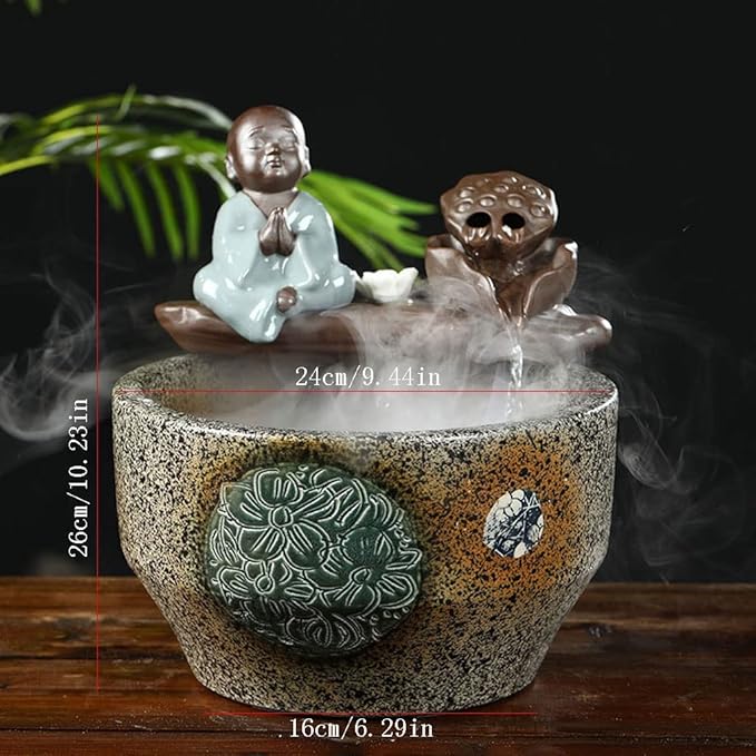 Fish Tabk Aquarium Ceramic Fish Tank Home Living Room Circulation Flow Water Fish Tank Feng Shui Lucky Ornament Balcony Goldfish Bowl Fish Tank Cool Fish Tank(C)
