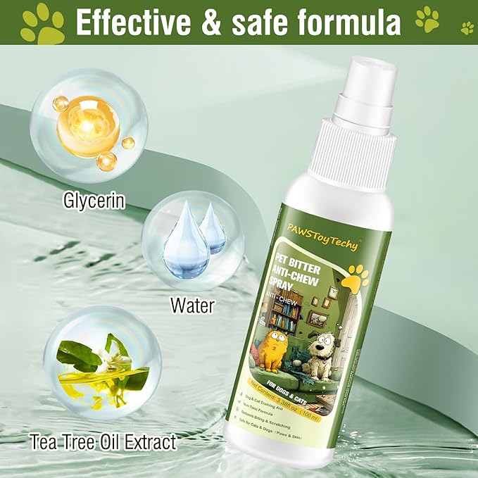 2PCS Anti-Chew Bitter Dog Spray, Stop Chewing and Licking, No Chew Spray for Dogs & Cats, Protect Furniture Shoes Belongings, Natural Pet Safe Formula, No Stain 3.38 fl oz (100 ml)