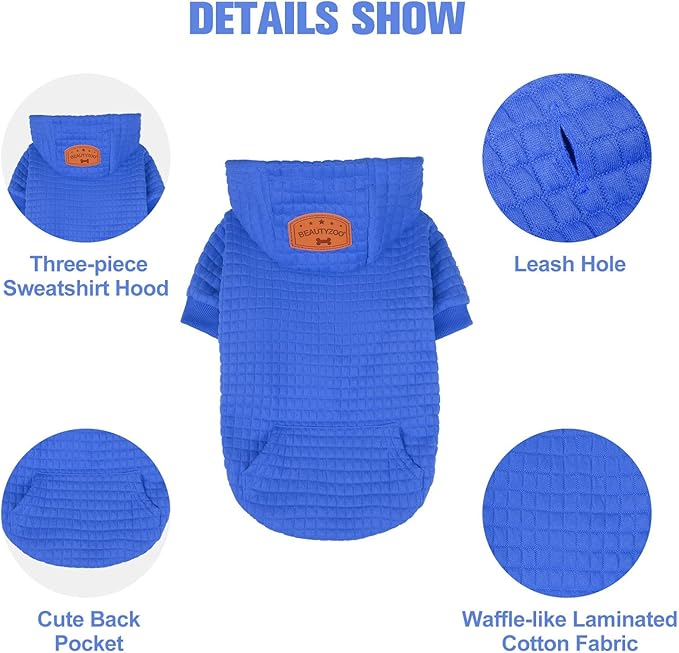 BEAUTYZOO Dog Sweaters for Extra Large Dogs Girl Boy, XXXL Dog Hoodie with Pocket & Leash Hole, Soft Warm Waffle-Like Laminated Cotton Pet Clothes for Cold Weather, Doberman Great Dane Sweatshirt, 3XL