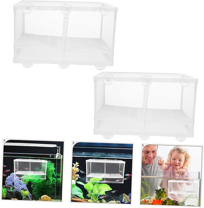 MERRYHAPY 2pcs Aquarium Breeding Isolation Box Multifunctional Fish Tank Incubator with Durable Mesh Protects Fish from Predators Observation Design