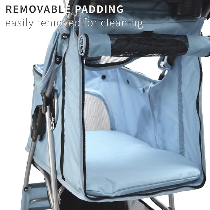 VIVO Four Wheel Pet Stroller, for Cat, Dog and More, Foldable Carrier Strolling Cart, Multiple Colors (Blue)