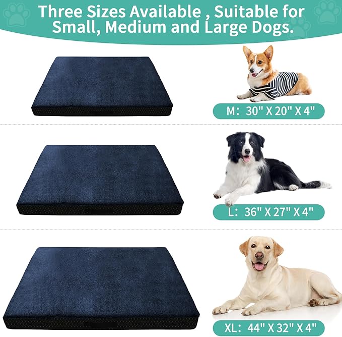 COSHNIBI Dog Bed Covers Replacement Washable,Waterproof Bed Covers Soft Plush Replacement with Zipper & Removable for Dog/Cat 44''Lx32''Wx4''H-Navy Blue