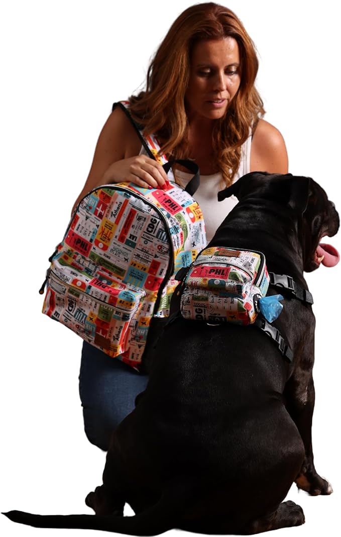 Pawlook Dog Backpack Harness – Street Smart | Waterproof, Adjustable, Breathable – Leash Attachment D-Rings, Poop Bag Pocket – Small & Medium Dogs – 8 Styles Traveller Small