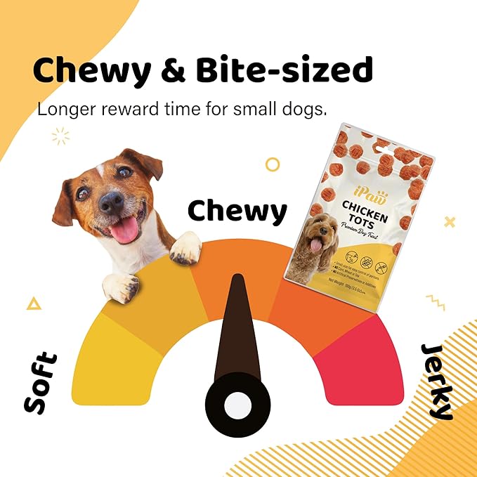 iPaw Chicken Tots Dog Treats for Puppy Training, All Natural Human Grade Dog Treat, Hypoallergenic, Easy to Digest (Chicken Tots)