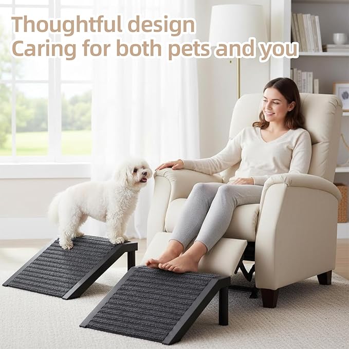 Dog Ramp for Stairs – Non-Slip Pet Steps with Locked-in Carpet & Iron Frame, Helps Senior Dogs & Small Breeds Climb Safely (4-Pack)