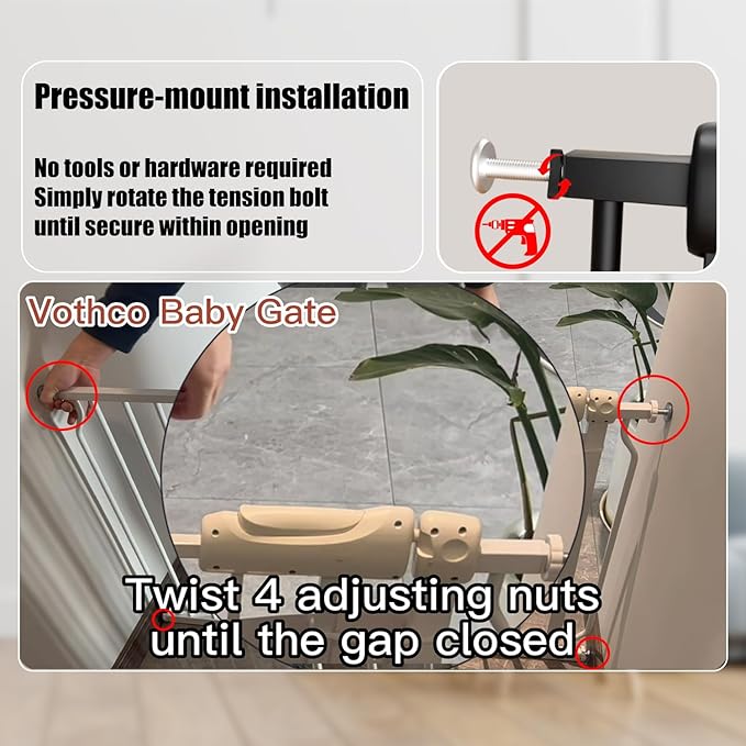 Baby Gates Extra Wide 71.5-76.4 Inch Large Baby Gates for Stairs Tension Pet Dog Gates Indoor for Doorways No Drilling Pressure Mounted Pet Gates for Kids