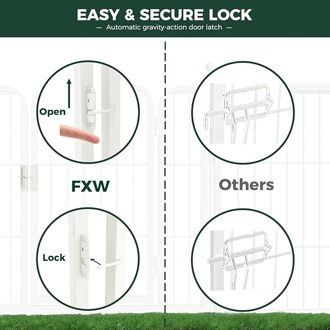 FXW Rollick Unleashed Dog Playpen for Indoor, Yard, RV Camping, 24 inch 48 Panels for Small and Puppy Dogs, White│Patented