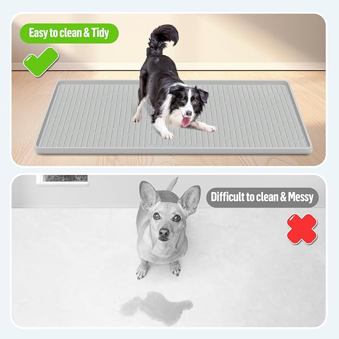 Pee Pad Holder for Dogs, 40" x 22" Extra Large Silicone Pee Tray Mat High Edge, Leak-Proof, No Spill Pet Pad Holder for Puppy, Cat, Rabbit, Training Pads for Floor Protection, No Pee Pads