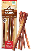 Natural Farm Odor Free Jumbo Bully Sticks (12 Inch, 5 Pack), Extra-Thick Chews for Dogs, Fully Digestible 100% Beef Treats, Supports Dental Health, Keep Your Dog Busy with 50% Longer Lasting Chews…