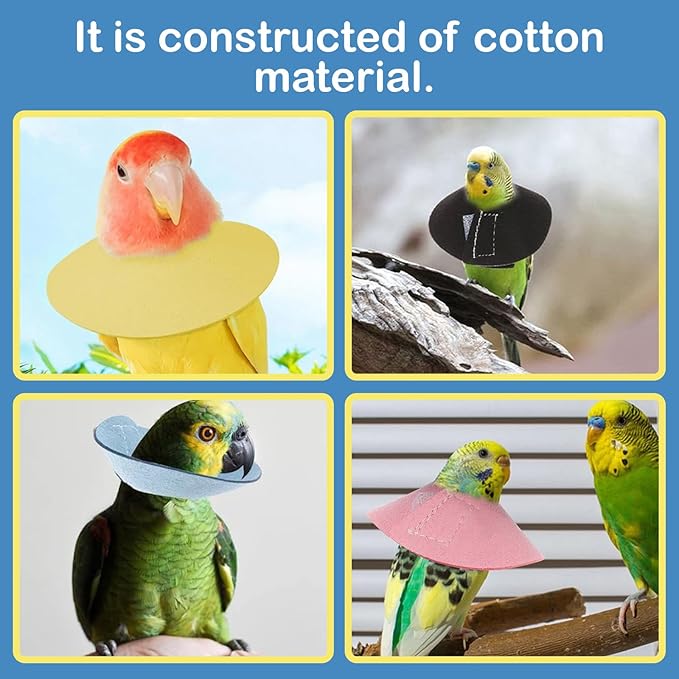 4Pack Bird Cone Collar, Anti-Grab Feather Plucking Wound Healing Safety Elizabethan Collar, Protective Recovery Cones for Budgerigar Cockatiel Lovebirds Cockatoo Parrots (M)