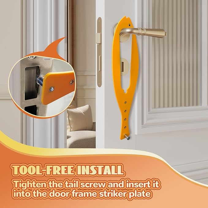 TGIOW Cat Door Latch, 1 Pcs Cat Door Stopper Pet Door Latch to Keep Dog Out of Litter Box and Food, Door Prop for Cat with 5 Adjustable Size Strap 2.5-6" Wide, No Measuring, Easy to Install, Yellow