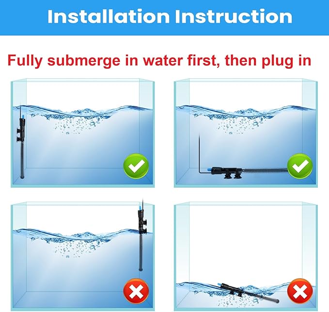 AQUANEAT Aquarium Heater, 100W Fish Tank Heater, Adjustable Submersible Water Thermostat with Digital Thermometer