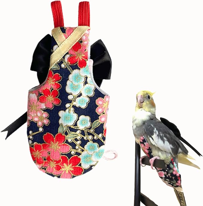 Bird Flight Suits Diapers, Parrot Flight Suits Diapers for Quaker Parakeets Cockatiels Flight Suits, Parrot Clothes (Black,2XL)