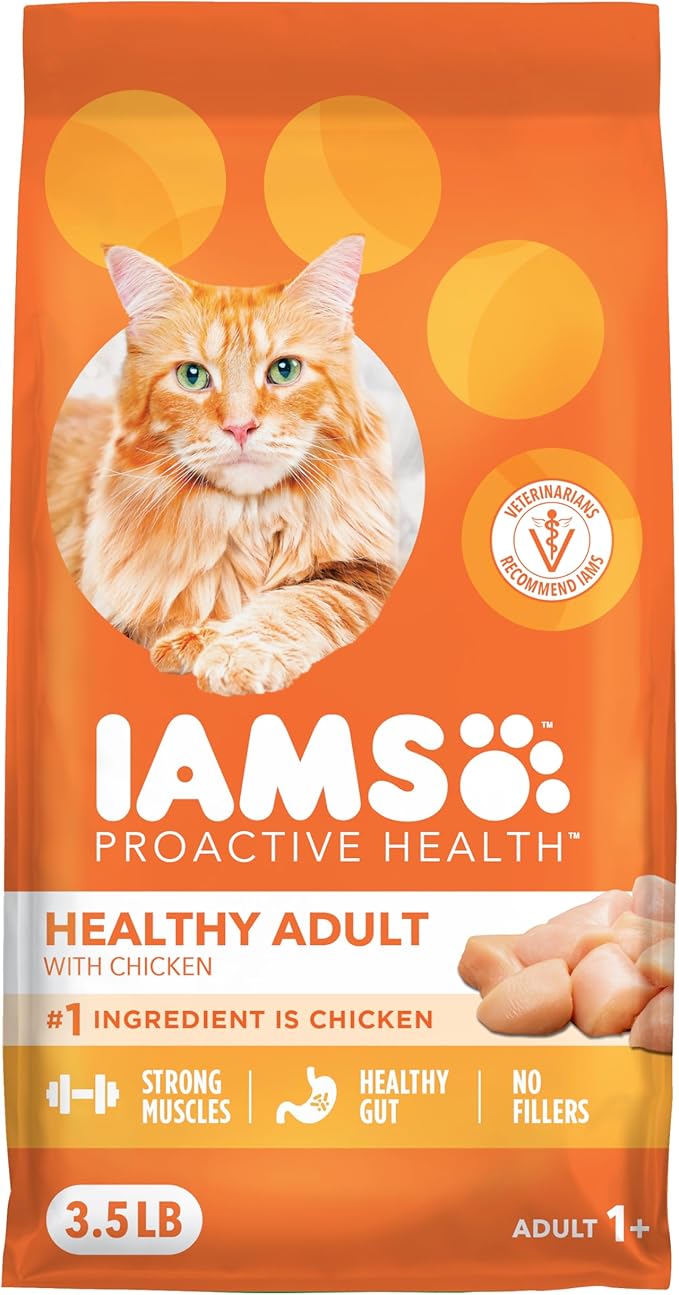 IAMS Proactive Health Dry Cat Food, Healthy Cat Food Dry Recipe for Adults, with Chicken 3.5 lb. Bag