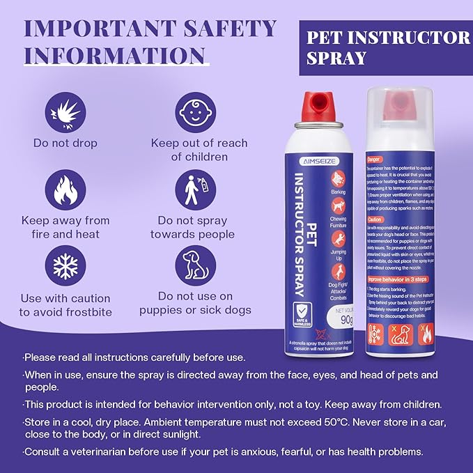 Dog Training Spray with Citronella: 90ml Humane Dog Corrector Spray for Barking, Jumping & Chewing, Dog Behavior Correction Spray for Medium & Large Dogs