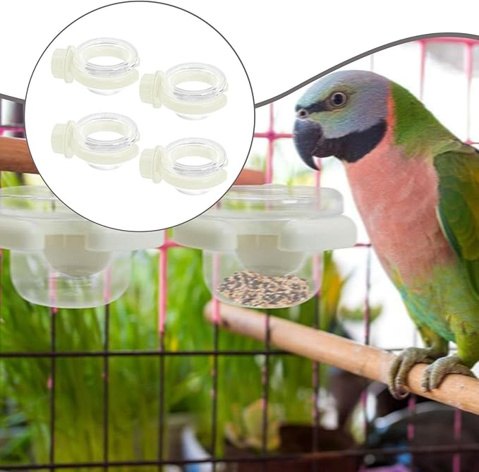 4 Pieces Bird Water Dispenser Decoration for Outside Sturdy Yard Transparent Multifunctional Professional Food Bowl Accessory, White
