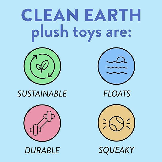 Spunky pup Clean Earth Plush Dog Toy with Squeaker - Recycled, Eco-Friendly, Floats for Beach, Lake, Pool - Hammerhead Shark, Large