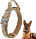 Dog Tactical Collar Military Dog Training Collar Control Handle and Heavy Metal Buckle for Medimum Large Dog Training Behavior Aids Brown XL