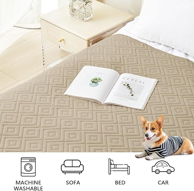 hyha Waterproof Dog Blanket, Soft Dog Bed Cover Pet Blankets, Waterproof Sofa Couch Cover for Dogs Washable, Reversible Pet Couch Covers for Sofa Furniture (82x102 Inch, Taupe/Taupe)