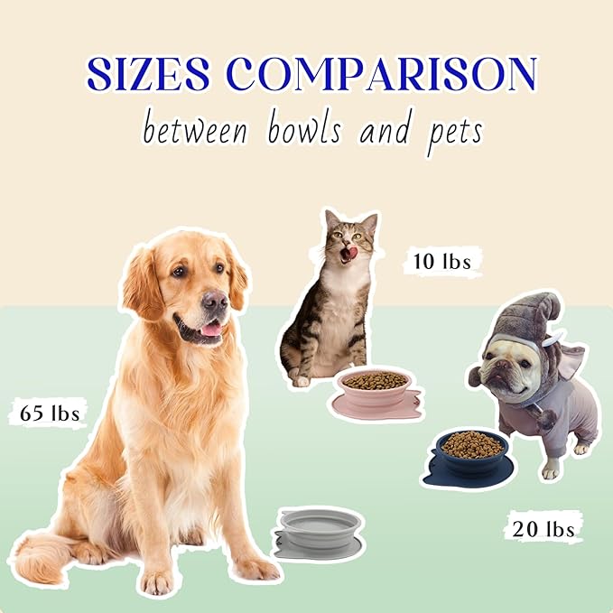 RUNROLE 2-in-1 Collapsible Silicone Dog Travel Bowls Detachable Pet Food and Water Bowl Set Portable Dog Bowls Pop Up Cat Feeding Watering Dishes，20OZ+27OZ (Slate Blue)
