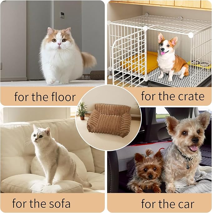 Indoor Pet Sofa Bed | Cat Sofa Bed, Soft Square Pet Bed, Indoor Non-Slip Cat Bed, Comfortable Plush, Suitable for Small to Medium Cats and Dogs(White, L(29.52 * 21.65 * 9.84in))