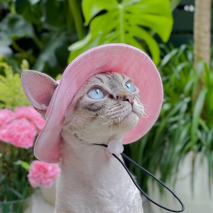 Pet hat with Ear Holes Sunscreen Baseball Cap Suitable for Small and Medium-Sized Dogs Outdoor Climbing hat in Summer Pet Products (Pink, Medium)