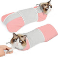 Supet Cat Grooming Wrap for Cutting Nails, Self-Adhesive Anti-Scratch Swaddle with Bite-Proof Mesh Hood & Thick Waist Strap Anti-Escape Bag for Nail Trimming, Medication, Ear Cleaning (Pink M)
