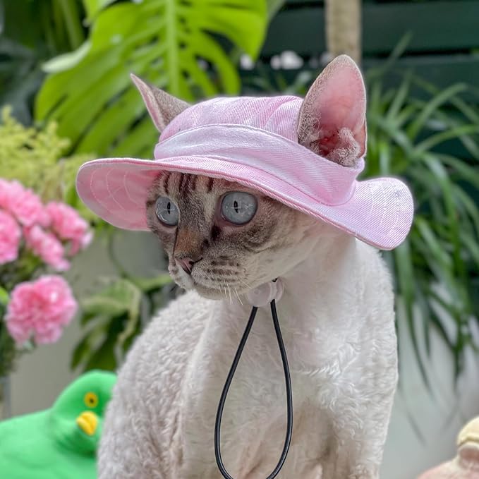 Pet hat with Ear Holes Sunscreen Baseball Cap Suitable for Small and Medium-Sized Dogs Outdoor Climbing hat in Summer Pet Products (Pink, Small)