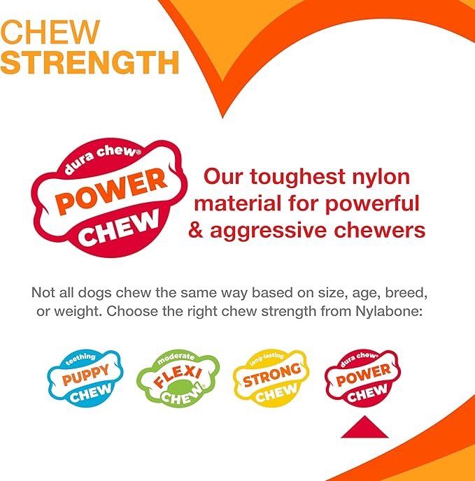 Nylabone Power Chew Classic Bone Chew Toy for Dogs, Durable Dog Toys for Aggressive Chewers, Chicken Flavor, X-Small/Petite - Up to 15 lbs. (1 Count)