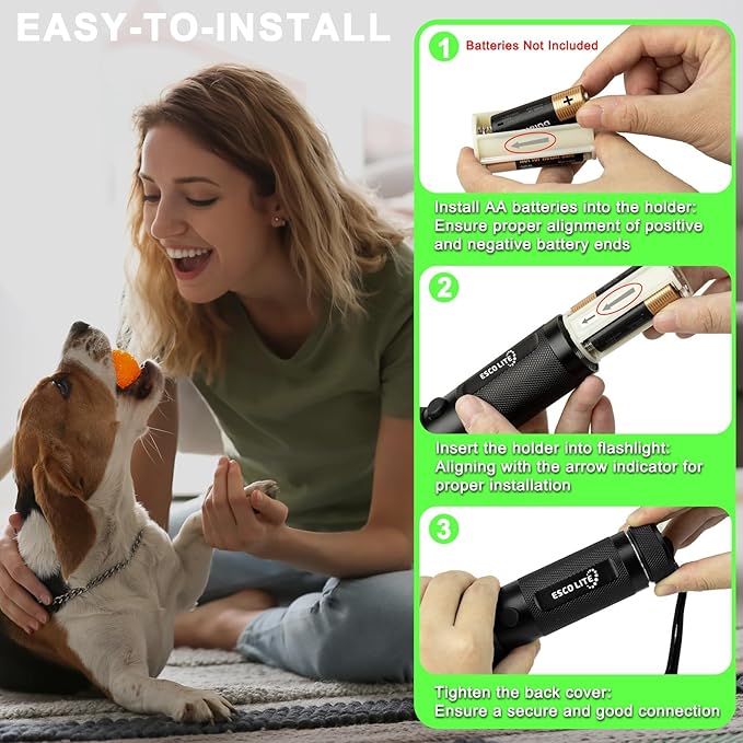 ESCO LITE UV Flashlights Black Light for Pet Urine Detection 51 LED Blacklight Flashlight for Dog Cat Stains, UV Light Flashlight for Resin, Carpet, Hotel, Bathroom with Battery