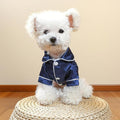 Cat Puppy Costume Elegant Satin Pajamas with Bow Headband 2PCs Set Pet Sleepwear Cute Pet Outfit Cosplay Partywear Photoshoots (Blue Set,X-Large)