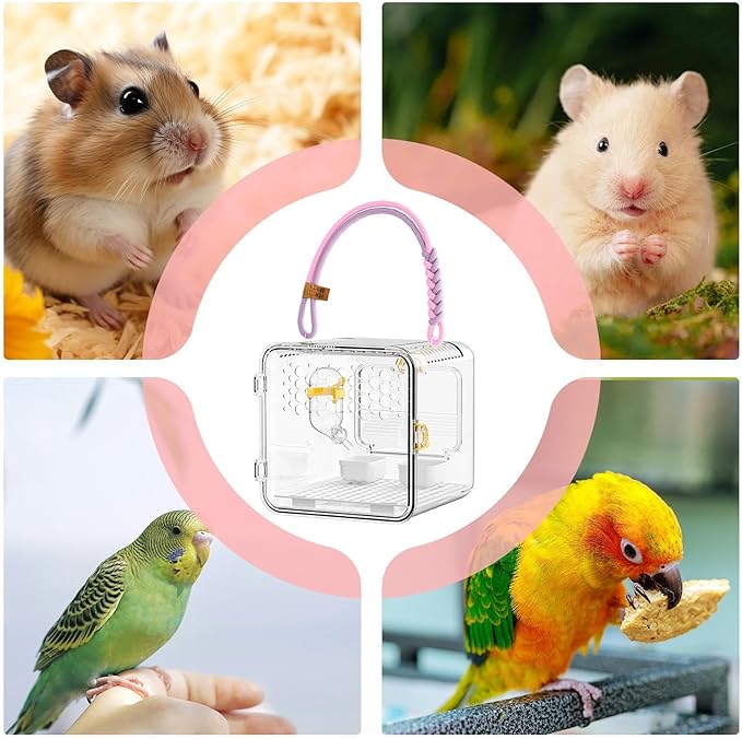 Bird Carrier - Transparent Portable Breathable Cage, Lightweight Travel Pet Backpack, Clear Viewing Comfort Design | Parakeets Conures Canaries Budgies for Parakeets Conures Canaries Budgies