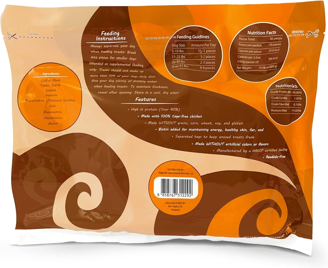Rena's Recipe Chicken Steak Strips (30 count) (3 pack) Glucosamine and Chondroitin and Biotin added for hips and joints and nails and skin