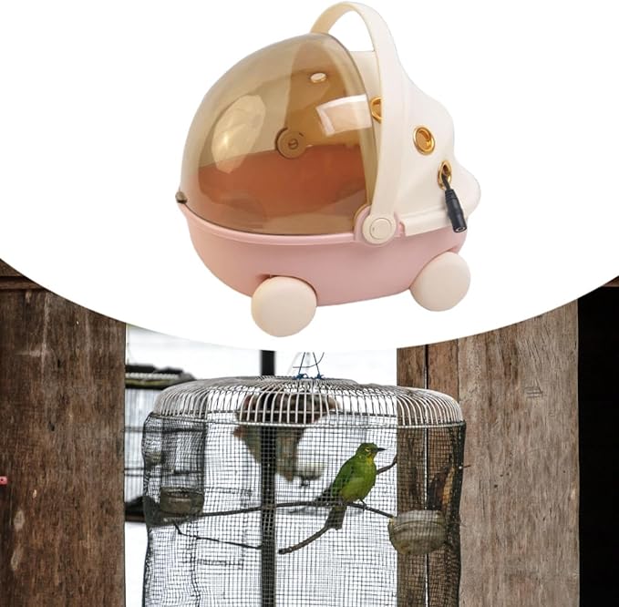 Heated Bird Carrier Bag Winter Warm Bird Nest Sturdy Small Animal Carry Cage for Finch Parrots Hiking Traveling, Pink