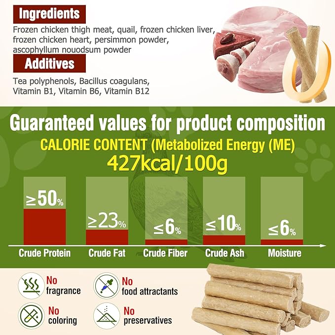 Freezed Drying 100g Cat Chew Sticks Quail Flavor, Cat Teething Sticks for Teeth Cleaning Dental Care, Cats Chew Toys for Fresh Breath