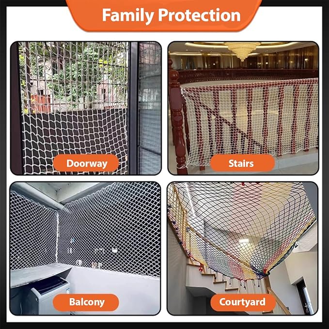 Safety Rope Net for Kids,Knotless Fence Net for Balcony Stairway Guard,Outdoor Terrace Decoration Pet Anti-Fall Rope Netting,Baseball Sports Netting(Size:0.5M*10M(1.64FT*33FT),Color:White)
