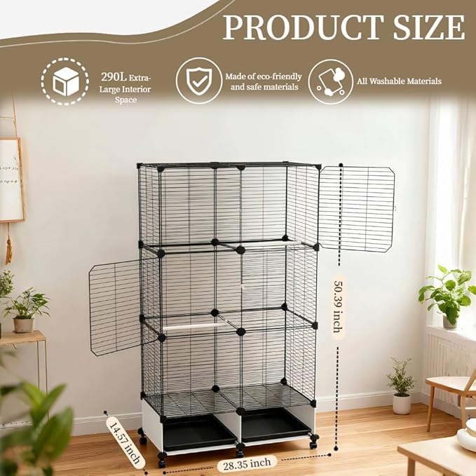 Lightweight Bird Cage with Removable Tray and Adjustable Perch – Portable Small Animal Cage with Single Lockable Door, Easy to Clean & Move for Parakeets, Parrots, Cockatiels, and Finches-L