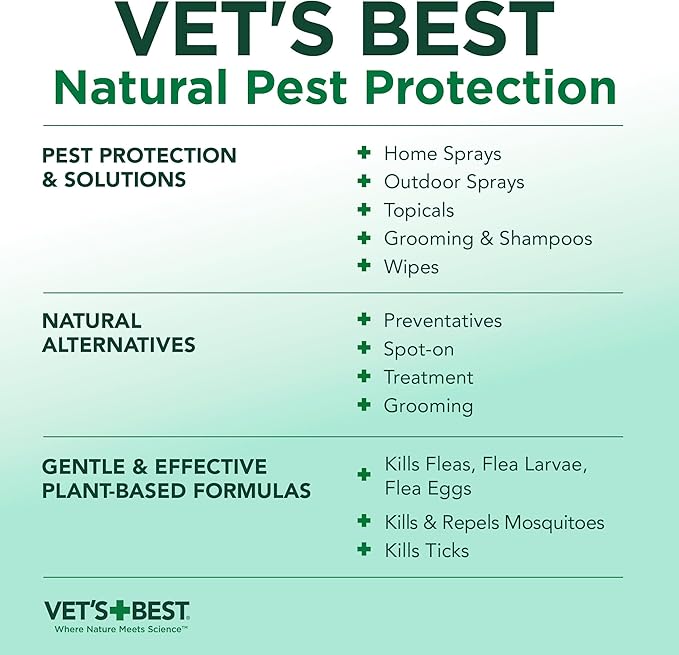 Vet’s Best Natural Flea and Tick Drops for Dogs – Natural Topical Flea Prevention with Certified Essential Oils – Plant-Based Spot-On Treatment for Large Dogs – Pest Control – 4 Month Supply