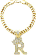 Initial Letter Cuban Chain Dog Chain Pet Chain Pet, Cat, Puppy Necklace (R, 22")
