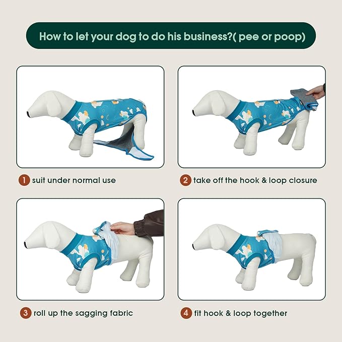Kuoser Recovery Suit for Dogs After Surgery, Dog Surgical Recovery Suit Female Male Spay Neuter, Anti-Licking Dog Onesie for Abdominal Wounds Skin Disease, Pet Surgery Bodysuit Cone Alternative, XS