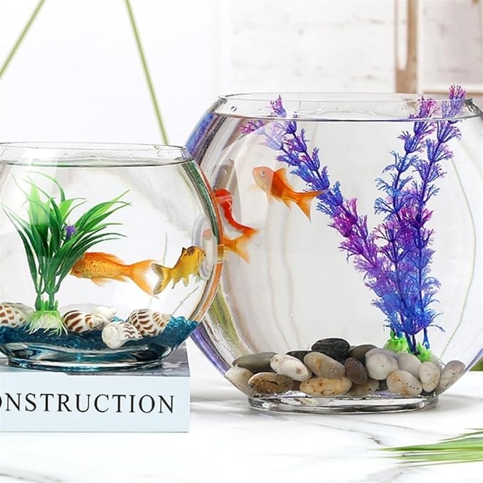 Aquariums Fish Bowl Creative Oval Glass Small Goldfish Fish Tank Home Desktop Decoration Transparent Glass Fish Tank Fish Tanks(Medium)