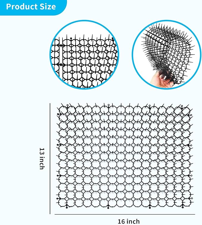 16 x 13 Inch Cat Scat Mat with Spikes, Scat Mat for Cats Cat Deterrent Mat Digging Stopper Repellent Spike Mat(10 Pack)