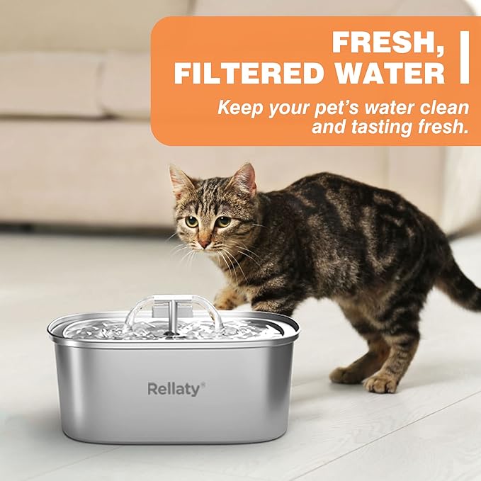Cat Water Fountain Stainless Steel 8 Filters Replacement & 8 Pre-Filter Sponges