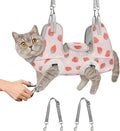 Supet Cat Grooming Hammock Harness for Nail Trimming, Cat Grooming Hanging Sling for Nail Clipping, Pet Restraint Holder for Cutting Nails, Medicine, Ear & Teeth Cleaning, Eye Care (Strawberry L)