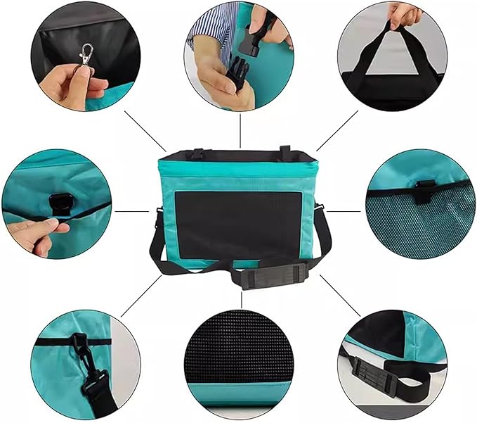 Bicycle Front Basket, Dog Car Seat with Safety Rope, Folding Detachable Quick Release Easy Install, for Pet, Shopping, Commuter, Camping and Outdoor(Color:Green)