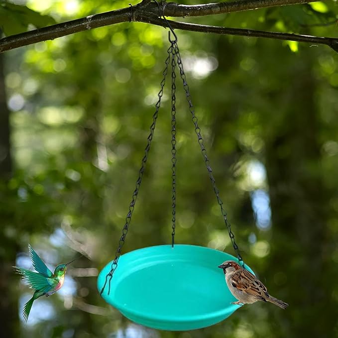 Hanging Bird Feeder and Waterer Tray Bird Food Tray Outdoor Birdbath Hanging Backyard Birdbath for Garden Balcony Trees Lawn, Green