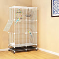 49 Inch 3-Tier Big Bird Cage with Food & Water Bowls Parakeet Bird Cage with Stand, Wheels Metal Birdcage Parrot Cage for Parakeet, Lovebirds, Ringneck, Cockatiels (White, 3-Tier-Roofless)
