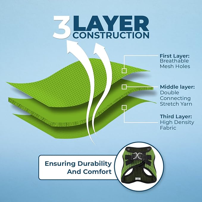 Best Pet Supplies Voyager Step-in Air Harness - All Weather Mesh, Reflective, No Pull Harness for Dogs, Cats - Secure with Hook & Loop Fastener, Buckle, Double D-Rings - Lime Green 2-Tone, S