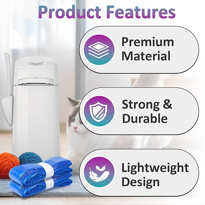 30 Pcs Cat Litter Refill Bags Compatible with Litter Genie XL/Plus/Standard/Pet Pail, Durable Universal Cat Litter Refills with Odor-Lock Design(Not Include Cartridge)